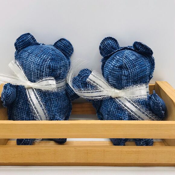 Handmade Mini Bears, Shelf Decor or Bowl Fillers Bright Blue Daisy 7.5 Inches - Picture 8 of 9